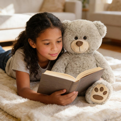 LotFancy Teddy Bear Stuffed Animals, 20 inch Soft Cuddly Cute Plushies, Plush Toys with Footprint Design, Stuffed Animals for Girls Kids Baby Toddlers, Baby Shower Easter Birthday Gift Decor, Grey