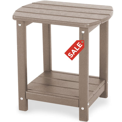 Adirondack Square Outdoor Side Table,2-Tier Storage Patio Side Table, HDPE End Tables for Backyard Pool Porch Garden Lawn