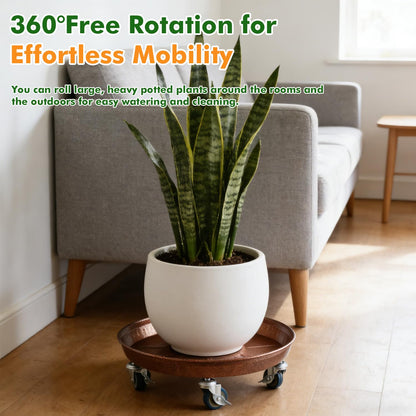 3 Packs Metal Plant Caddy with Wheels 13" Rolling Plant Stand Heavy Duty Plant Dolly with Casters for Indoor and Outdoor Large Planter Casters Potted Plant Mover,Copper