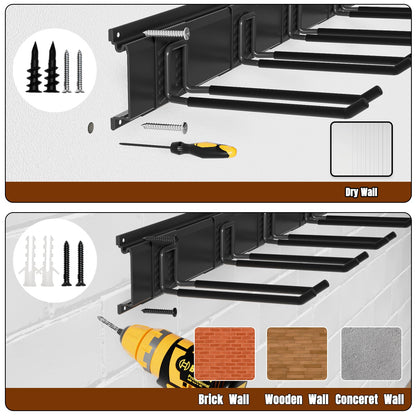 Garage Garden Tool Organizer Wall Mount, Heavy Duty Garage Tool Storage Rack 64 Inches, Max Load 440lb - Shovel, Rake, Folding Chair, Weed Eater Storage