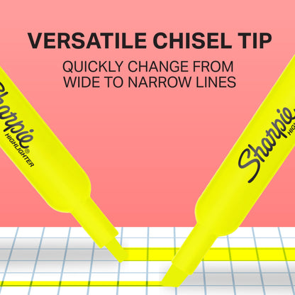 Sharpie Tank Style Highlighters, Chisel Tip, Fluorescent Yellow, 36 Count