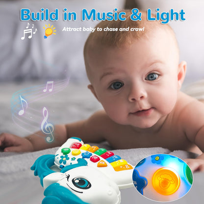 Baby Music Toys for Toddlers, Light Up Music Baby Toys for 18+ Months Early Learning Educational Piano Keyboard Infant Toys Baby Boy Girl Gifts (Unicorn-Blue)