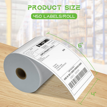 MFLABEL 4x6 Direct Thermal Shipping Labels - 4 Rolls of 450 Labels/Roll, Compatible with Zebra 2844/ZP450/ZP500/ZP505, USPS/FedEx/UPS/Amazon Shipping, Smudge-Resistant & Permanent Adhesive
