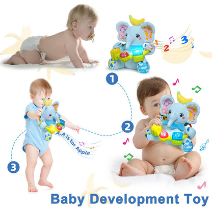 Holaxander Baby Gift Set for 0-6-12+ Months (1 * Baby Ladybug Musical Toy & 1 * Musical Plush Dinosaur Toy)
