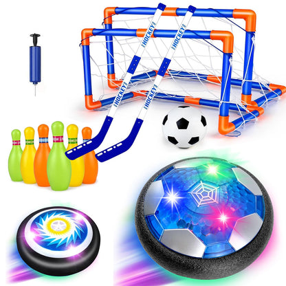 Foneso 3-in-1 Hover Soccer Ball, Kids Toddler Hockey Set with LED Lights,Indoor & Outdoor Toys for Kids, Soccer Gift for 3 4 5 6 7 8 9+ Year Old Boys Girls Birthday Gifts