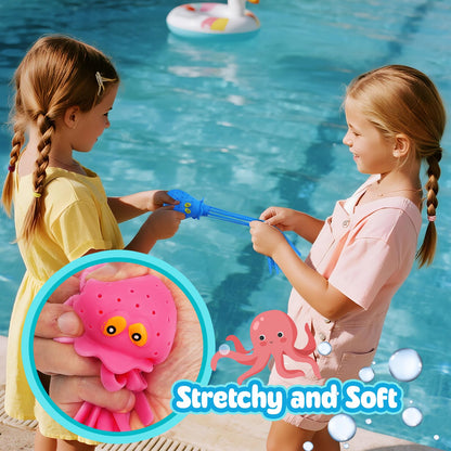 6 Pcs Octopus Water Balls Bath Toy, Sensory Stress Relief Floating Pool Beach Bathtub Toy Reusable Water Bomb Splash Balls, Christmas and Easter Goodie Bag Fillers for Baby Toddler Kids