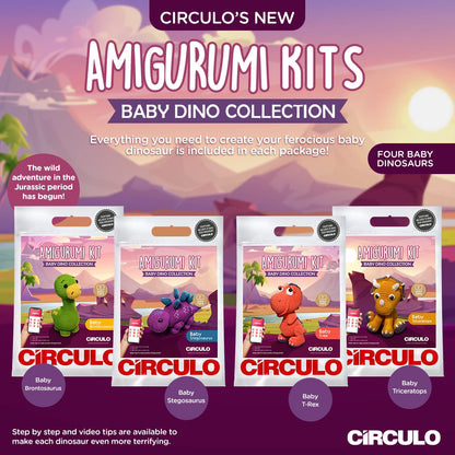 CÍRCULO Amigurumi Crochet Kit - Baby Dino - All Included, Easy Instructions - Crochet Kit for Intermediate - Crochet Set - Animal Crochet Kit, Premium Amigurumi Yarn for Crocheting – Brontosaurus