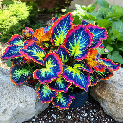 100pcs Rainbow Dragon Coleus Seeds for Planting, Vibrant Foliage, Easy to Grow, Perennial Shade Plant for Garden & Pots
