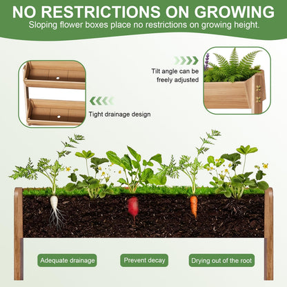 Baotree 5 Tiers Vertical Wooden Raised Garden Bed, Tiered Standing Garden Planters Outdoor, Garden Tower Wooden Planter Box for Planting Herbs Flowers Vegetables Indoor Outdoor Gardening