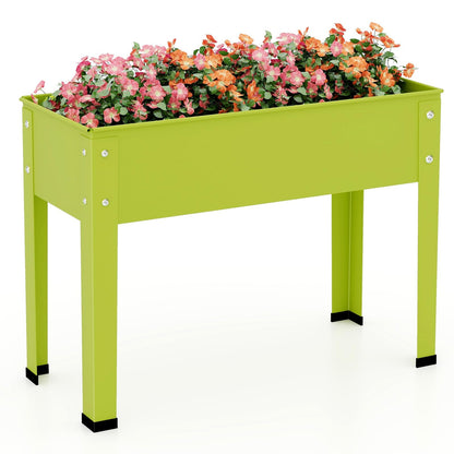 Giantex Raised Garden Bed, Metal Planter Box with Legs, Drain Hole, Outdoor Indoor Elevated Garden Box for Vegetable Flower Herb Fruit, Standing Raised Beds for Backyard Porch Balcony Green