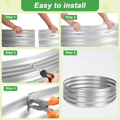 AHEONLAR 3Pack 2x2x1 ft Round Galvanized Raised Garden Bed Kit Round Metal Flower Box Large Planter Raised Beds Outdoor Garden for Planting,Fruit,Herb-Sliver