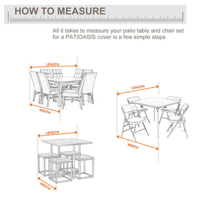 Waterproof Square Patio Table and Chair Covers 48''L x 48''W x 29''H 600D Heavy Duty Outdoor Furniture Cover for Square Firepit Table Set Windproof UV-Resistant Small Patio Cover