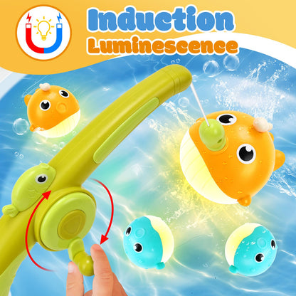 Light Up Toddler Bath Toys for Kids Ages 1- 3,7PC No Holes Baby Shower Bath Toys Set,Fun Magnetic Fishing Game Bathtub Toy,Birthday for Baby Boys Girls 1 2 3 4 5 6 Old Year