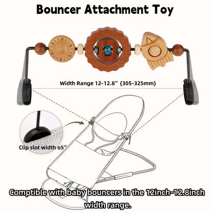 WYFWFDF Baby Bouncer Toy Bar Compatible with Baby Bjorn Bouncer， with Wooden Toys in Flying Saucer, Spaceship, and Planet Shapes to Stimulate Baby's Curiosity and Desire to Explore