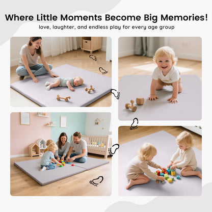 INNO STAGE Baby Play Mat, 50x50 Inch Thick Foam Waterproof Floor Mat with Pu Leather, Non-Toxic Cushioned Activity Mat for Babies & Toddlers, Playpen Gym Mat, Easy Wipe Clean,