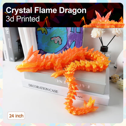 24”3D Printed Dragon Large 3D Dragon--Bigger Fidget Toy Gift for Kids, Boys, Girls & Adults,Cool Giant Crystal 3-D Printed Animals Desk Decor, Easter Basket Essentials(Flame Colour, 24inch)