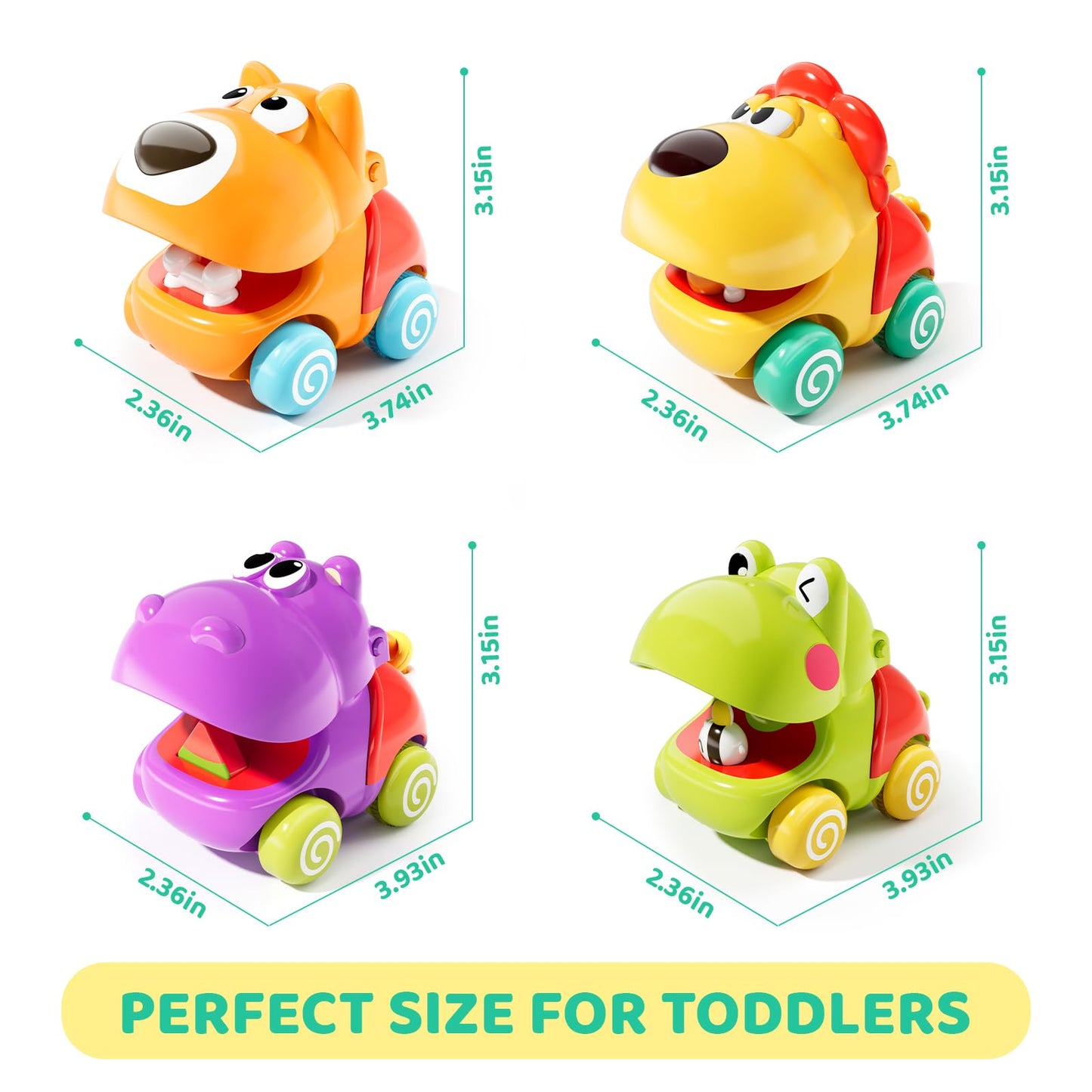 ALASOU Push and Go Animal Car Toys for 1 Year Old Boy Girl|Baby Toys 1 Year Old Boy Gifts for Toddlers 1-3|Vehicle Toy Set for Toddler Toys 1-2|1st Birthday Gift for Infant 6 9 12 18 Months