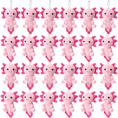 Blueweenly 24 Pcs Axolotl Keychains Plush Toys, 4 Inch Kawaii Cute Axolotls Stuffed Animal for Boys Girls, Kids Doll Ornament for Kindergarten Classroom Prizes Birthday Gifts Party Favors(Pink)