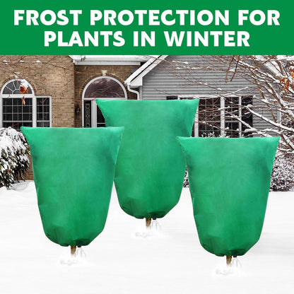 VBWSL Plant Covers Freeze Protection, 4 Pack Frost Covers with Zipper Drawstring (31.5" x 47.3") Plant Protection Cover Bags for Outdoor Winter Frost Cold (Green) (31.5" W x 47.3" H(4 PCS), Green)
