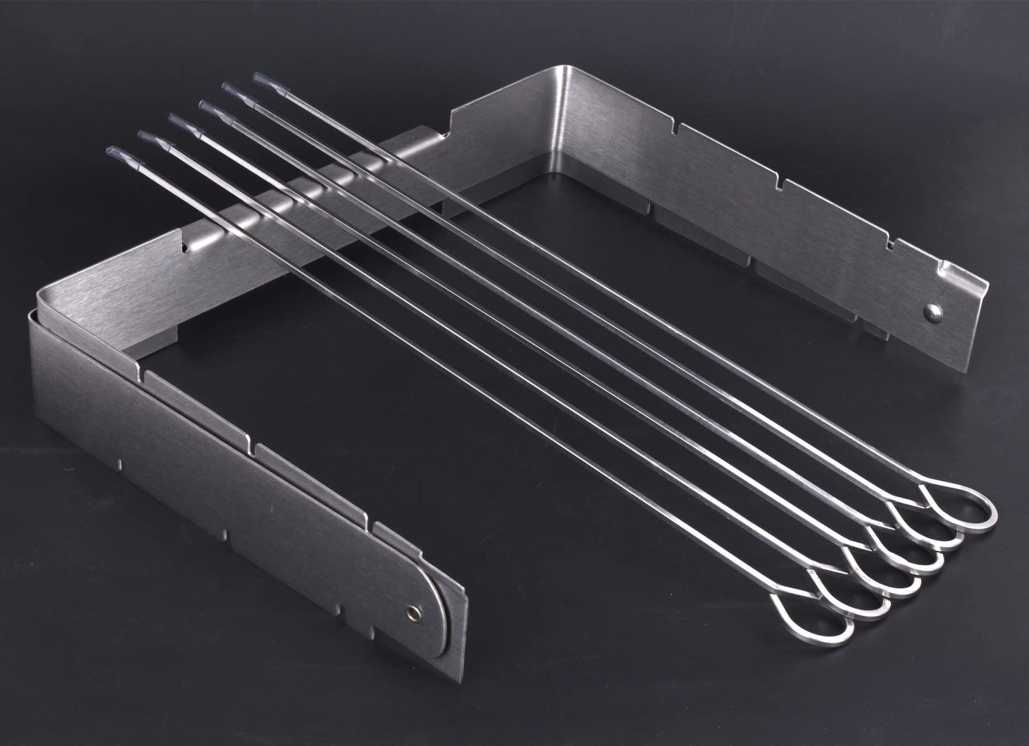 HONSHEN Skewer Rack Set for Grill,12pcs 12inch Stainless Steel Square Barbecue Skewers Shish Kabob and Foldable Grill BBQ Racks Set for Party and Cookout (Barbecue Skewers Rack Set 12p+1)