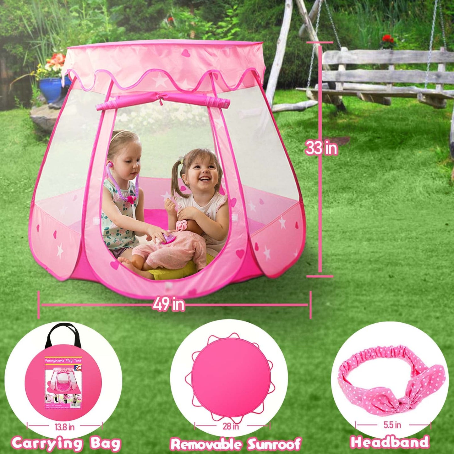 Pink Princess Tent Toys for 1 2 3 Year Old Girl Gifts Ball Pit for 1st Birthday Girl Gift for Toddlers Easy Pop Up&Fold Up Indoor & Outdoor Use(Balls Not Included)