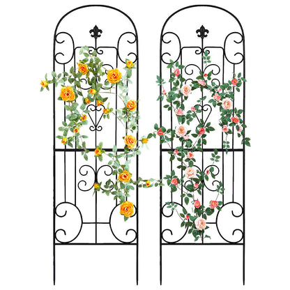 70"X18" Metal Garden Trellis for Climbing Plants, Climbing Plant Support, Heavy-Duty Steel Garden Trellis for Indoor & Outdoor Vines Plant Rose Vegetable Support Black (2, Pattern-C)