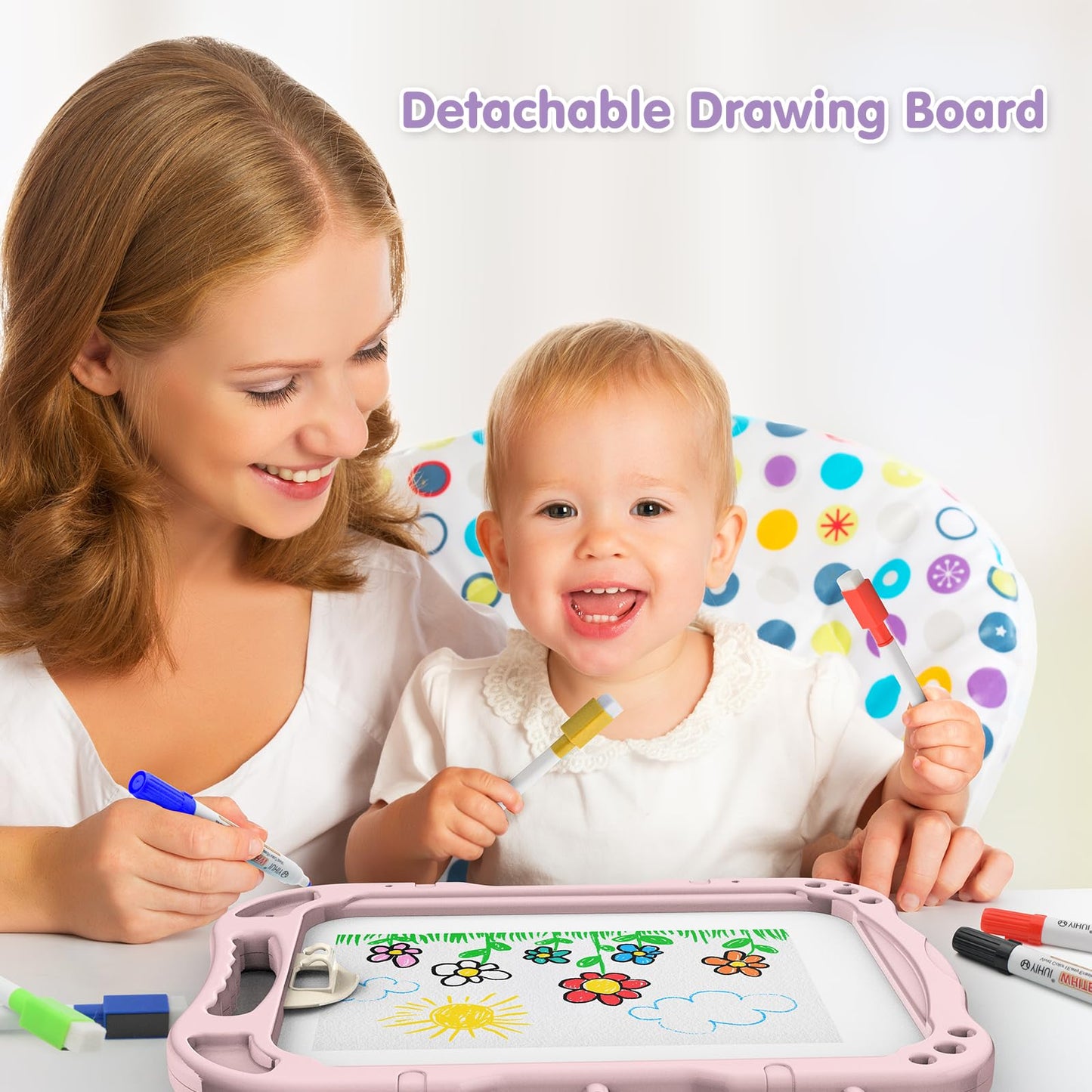 Kids Art Easel, Adjustable Drawing Whiteboard & Chalk Board, Double Sided Toddler Easel with Painting Accessories, Birthday Gift Toy for Little Girls Boy Age 2 3 4 5 (Pink)