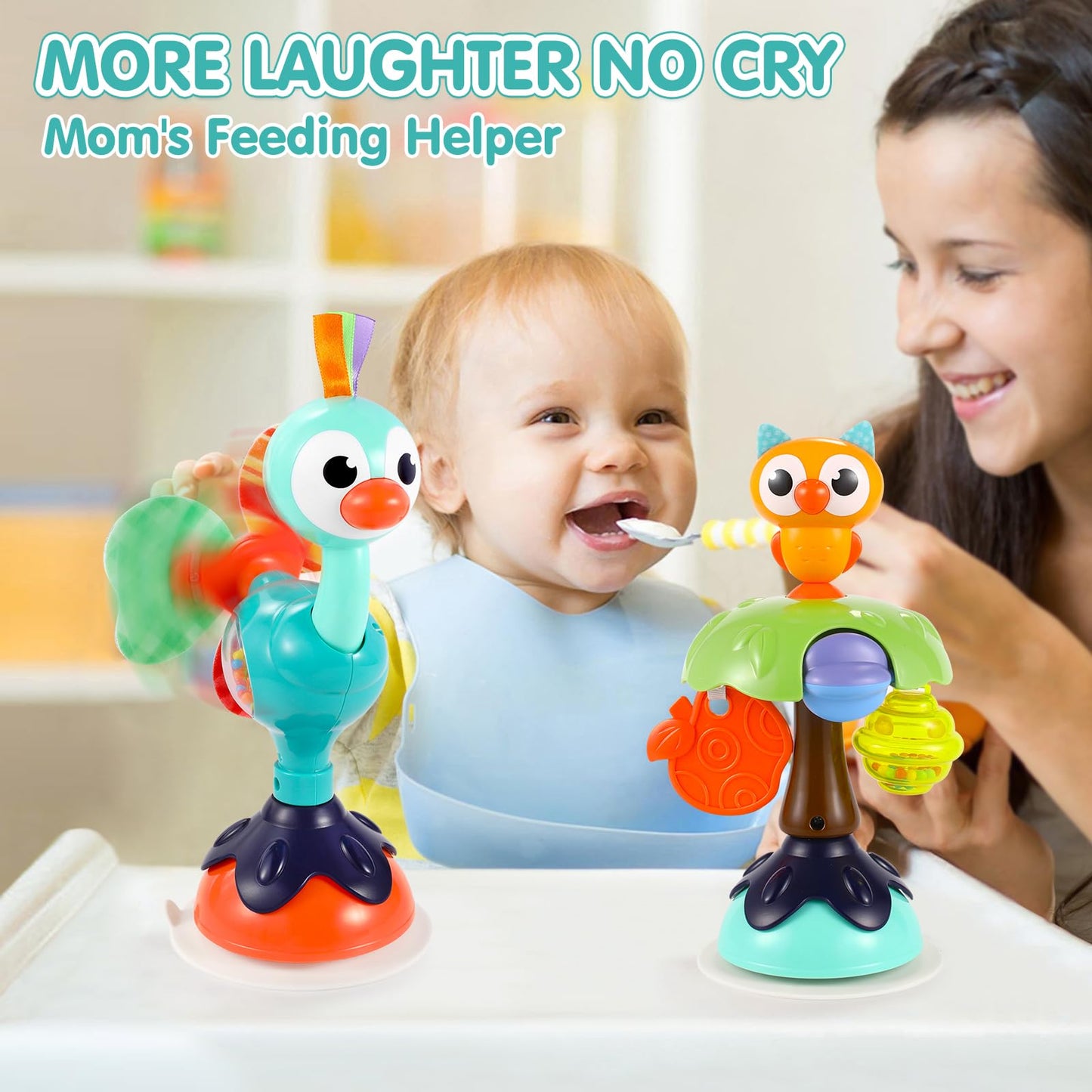 Baby Toys 6-12 Months 3PACK High Chair Suction Cup Toys Rattle Toys for Babies 12-18 Months Baby Tray Infant Toy for 6 9 12 18 24 Months Newborn Gifts for 1 2 Year Olds Boys Girls Kids Birthday Xmas