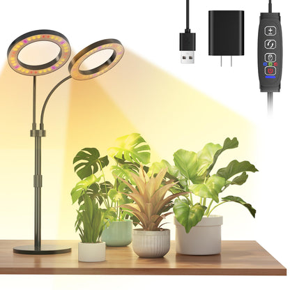 Tmsluody Grow Lights for Indoor Plants Full Spectrum, LED Plant Light with Metal Base, Plant Growing Lamps with Timer 3/9/12H, 3 Color Modes, 6 Brightness Levels, 25-38'' Adjustable Height