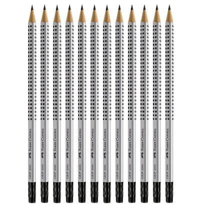 Faber-Castell Grip Graphite Pencils with Erasers – No. 2.5, 8mm, Drawing Pencils for Kids, Sketch Pencils, Art Pencils for Drawing and Shading (12 Count)