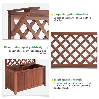 AMERLIFE 2 Pack Raised Garden Bed with Trellis for Vegetables, Climbing Plants, Durable Natural Wood Planter Box with Drainage Holes, Privacy Planter for Outdoor Yard & Patio, Easy Assembly