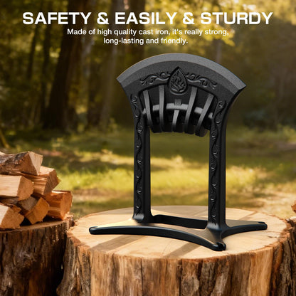 Poffattr Firewood Kindling Splitter for Wood, Heavy Duty Cast Iron Wood Splitters for Firewood with No Axe, Manual Log Splitter for Kindling Wedge Point with Safety Cover