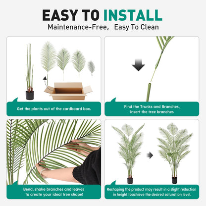AQUGQ Artificial Palm Tree 7FT Tall Faux Palm Tree Indoor Fake Plants Faux Tropical Plant, UV Resistant & Maintenance Free Indoor/Outdoor Fake Tree in Pot for Home Office Living Room Patio Decor