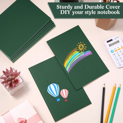 Mimorou 100 Pcs Journals Notebooks Bulk - Kraft Softcover A5 Small Notebooks 5.5 Inch x 8.3 Inch Notepads with 60 Page 30 Sheet for Writing Sketch Travel Office Supplies(Green,Lined)