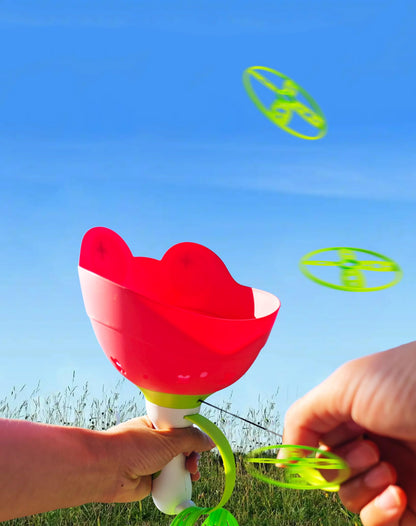 SUHEEUS Disc Launcher Toy Kids Yard Flying Spinner Fairy Hover Helicopter Propeller Toy Outdoor Capture Catching Chasing Game Gift for Boy Girl Age 4 5 6 7 8 9 10 with 12 mini Discs