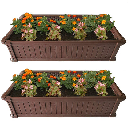 Modern Home Raised Garden Bed Kit - Stackable Modular Flower/Planter Kit (4'x2' Brown, Set of 2)