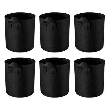 6 Grow Bags, 5 Gallon Strawberry Planter and Potato Grow Bags, Non-Woven Fabric Plant Containers with Dual Handles, Garden Planting Solutions for Vegetables and Fruits, Durable and Breathable Design