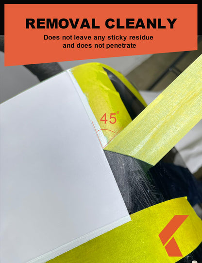 KREFINISH Painters Tape for Cars Vehicles Paint Tape Auto Body Yellow Masking Tape Heat Resistant Automotive Removable No Residue Painting Tape Bulk Set for Paint Booth, 0.94in-60 yards/6rolls