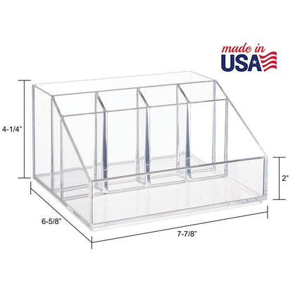 STORi Chloe Clear Plastic Stackable Desk Organizer, Rectangular 6-Compartment Office Supply Holder for Pens, Markers & Notepads, Made in USA