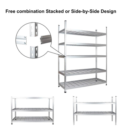 Amazon Basics Heavy Duty 5 Shelf Storage Shelving Unit, High-Grade Aluminum, Shelves, Adjustable Height, 60" x 24" x 78", Silver