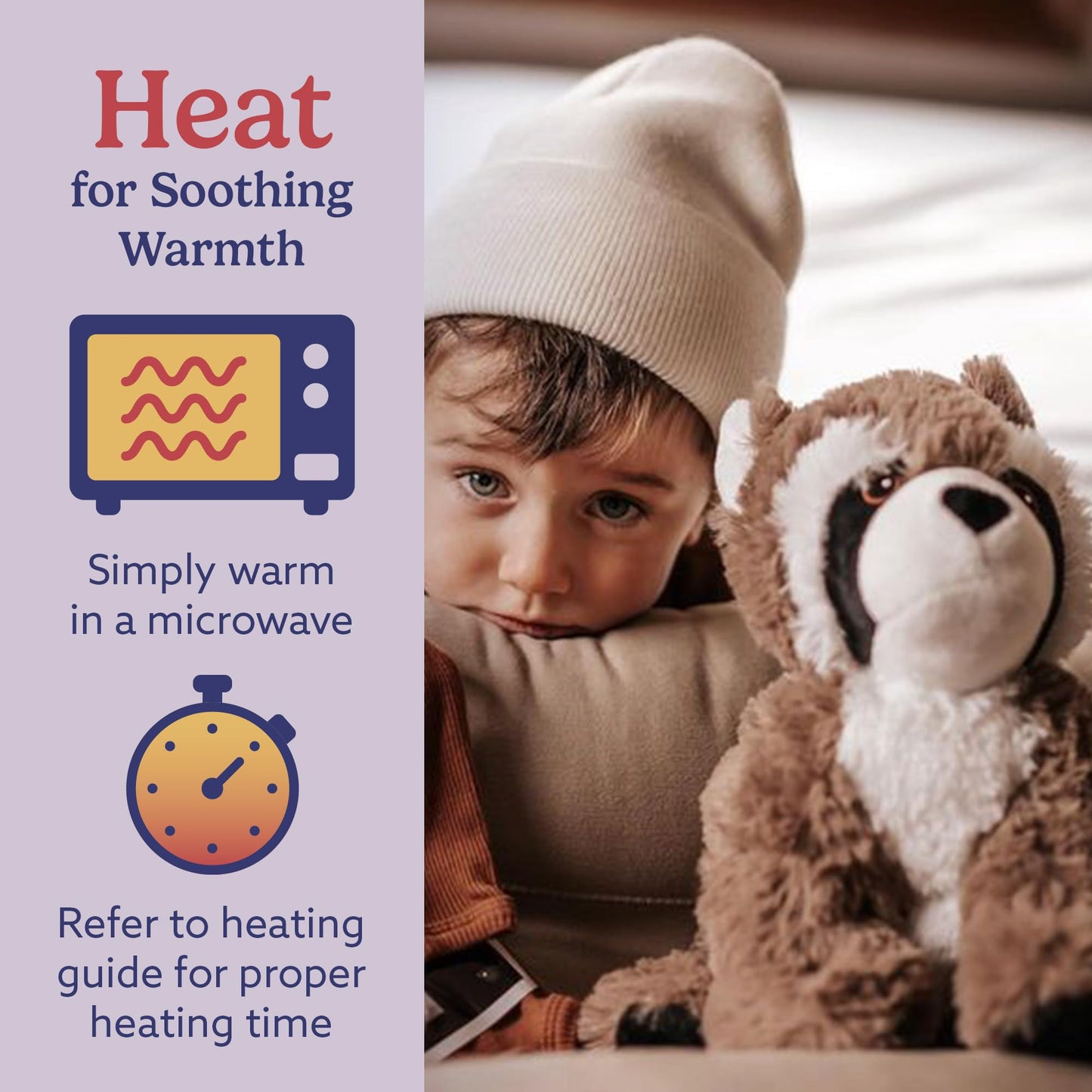 warmies Microwavable & Weighted Stuffed Animals, Raccoon - Heated Stuffed Animal Plushie for Warmth & Comfort - Cute Soft Plush Toys for Adults & Children (Boys, Girls, Babies & Toddlers)