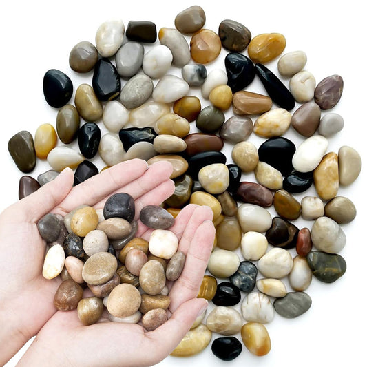 Pebbles Polished Gravel Natural River Rocks Ornamental Pebbles Garden Landscaping Stones Small Decorative Rocks for Fountain Aquarium Plants Vases Landscaping (Mixed Color, 5 LB)