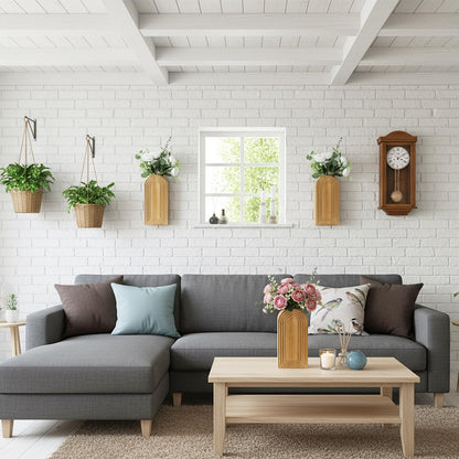 2 Pack Wood Wall Planter Vase,Wall Vases for Flowers Boho Walls Decor Wooden Vases Mounted Wooden Planters Holder Walls Plant for Living Room, Bedroom, Bathroom-11.75X5.45 Inches