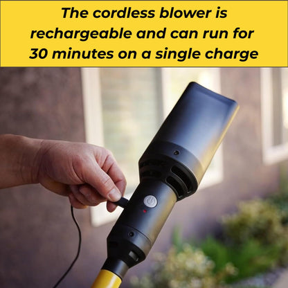 Aerobroom Outdoor Broom and Cordless Leaf Blower Combo, Mini Leaf Blower with Collapsible Broom Handle, Air Stick Blower/Broom Tool for Patios, Decks, Driveways, RVs, Camping and Shops