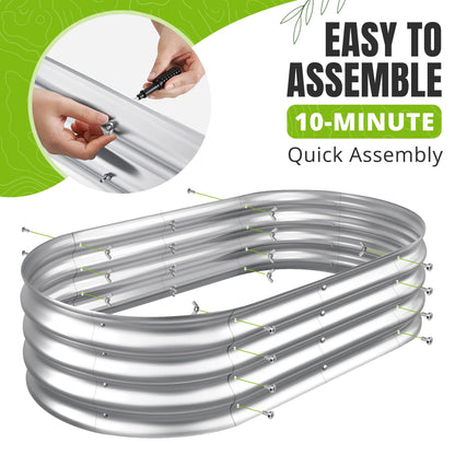 Sponvatt Raised Garden Bed - Outdoor Galvanized Raised Garden Bed Planter Boxes, Large Oval Metal for Gardening Planter Box Kit,Suitable for Vegetables,Herbs, and Flowers Silver (4x2x1Ft)