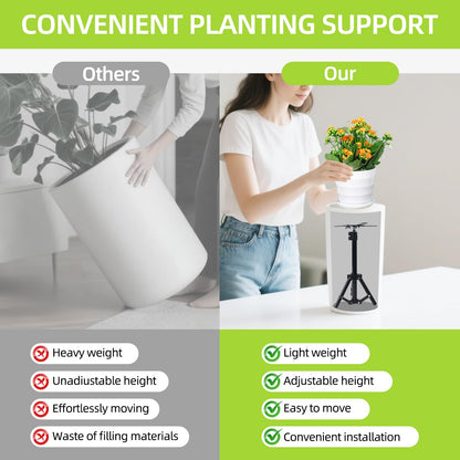 YUJIASH 1PCS Adjustable Planter Inserts Plant risers,Tall Tapered Plant Riser Fill Bottom，Planter Fillers for Large Pots，Indoor and Outdoor （12-21" Rise，4-12" Top）