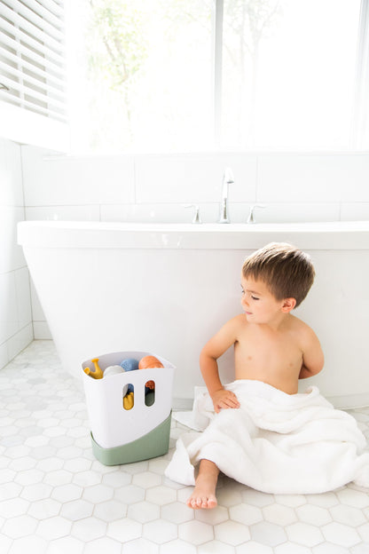 Ubbi Stand Up Bath Toy Storage Organizer, Bath Caddy with Removable Drying Rack Bin for Toddlers and Baby, Sage