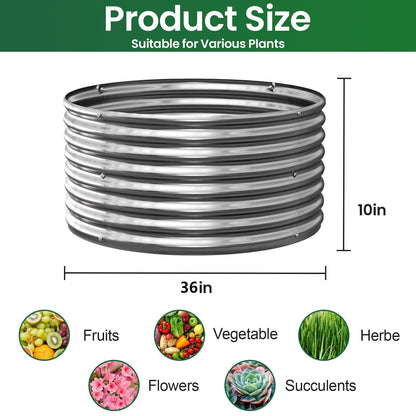 Mostmahes 4 Pack 3x3ft Round Galvanized Raised Garden Bed Outdoor, Metal Garden Bed for Vegetables, Above Ground Garden Box for Flower, Steel Raised Beds for Gardening - 3ftx3ftx10inch