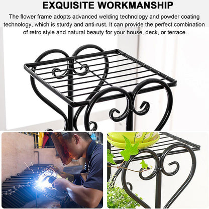 YEDECOR Plant Stand, Heavy Duty Metal Planter Holder Indoor Outdoor, 4 Tier Flower Pot Display Rack, Corner Plant Shelf for Garden Patio Living Room Flower Stand,Black