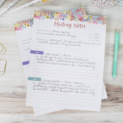 bloom daily planners 8.5" x 11" Double Sided Meeting Pad - Topics, Takeaways, Action Items & Follow-Ups - Undated Meeting Notes Agenda Organizer